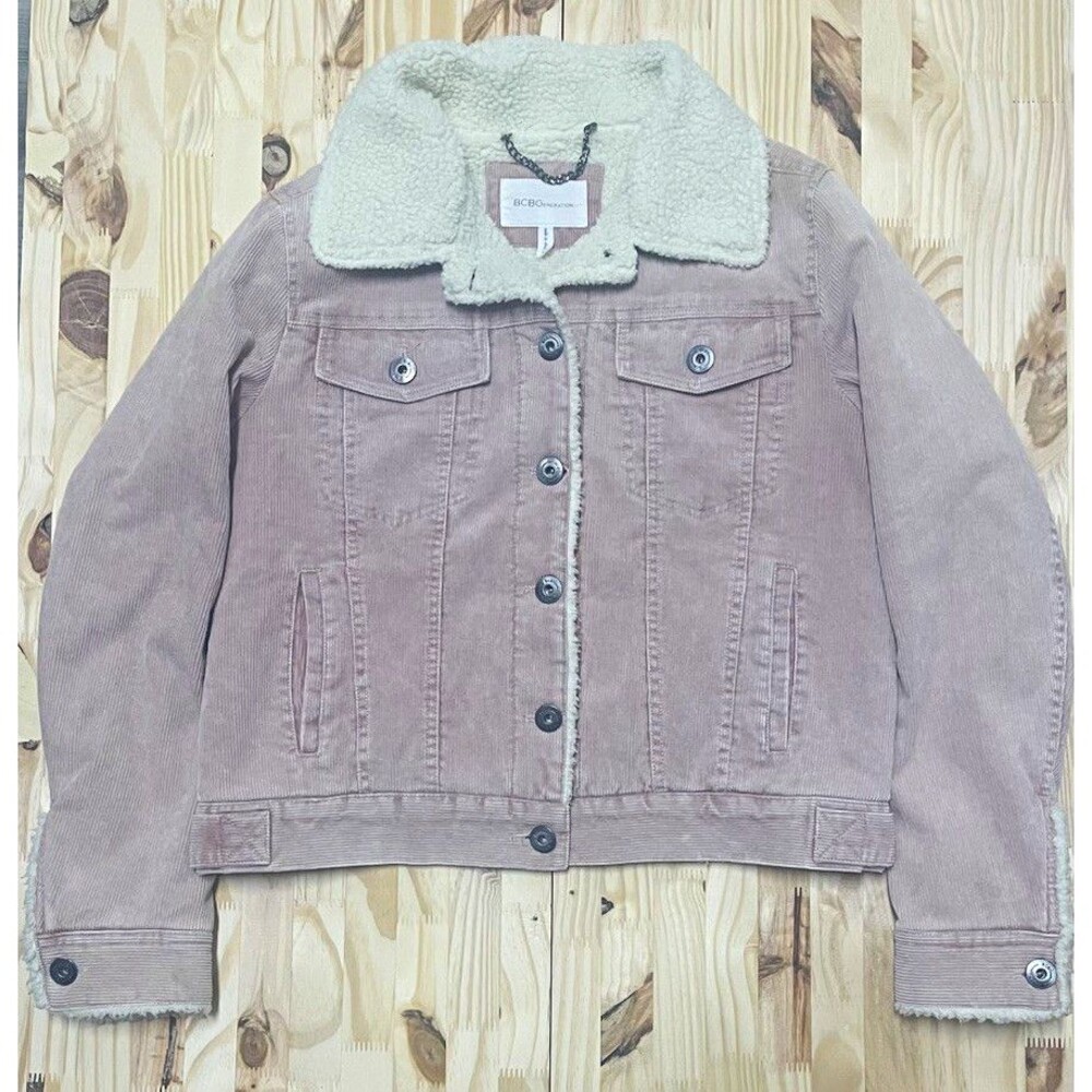 BCBGeneration Pink Corduroy Jacket Women’s M Sherpa Faux Lining Excellent
